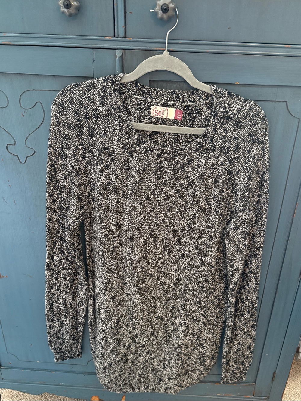 SO Black & White Marled Crew Neck Sweater